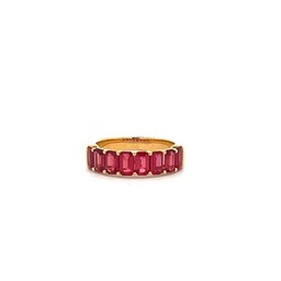 [17113] Yellow Gold Band With Emerald Cut Rubies Weighing 2.39cttw