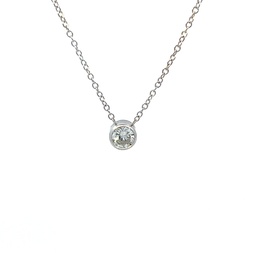 [S01755] White Gold Diamond Bezel Pendant Necklace 0.70cttw
