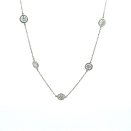 [C1-500-W] White Gold Diamonds By The Inch Necklace With Round Diamonds Weighing 4.90cttw