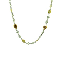 [N57015.8] Two Toned Diamonds By The Inch Necklace With Fancy Diamonds Weighing 9.68ct And Round Diamonds Weighing 8.64ct