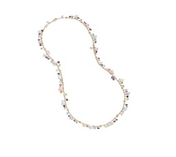 [CB2641-MIX114-Y-02] 18Kt Yellow Gold Paradise Necklace With Mixed Gemstones And Pearls 29.13"
