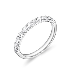 [ERPT1256500PT72000] Platinum Petite Prong Half Eternity Band With 11 Round Diamonds Weighing 0.53cttw