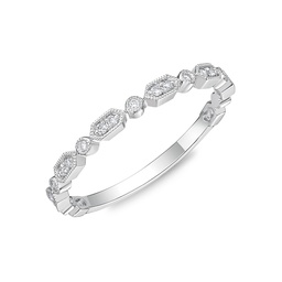 [ERSUR1165008W72000] 18Kt White Gold Vintage Stackable Band With 17 Round Diamonds Weighing 0.08cttw