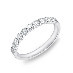 [ERPT12037508W72000] 18Kt White Gold Petite Prong Band With 9 Round Diamonds Weighing 0.52cttw
