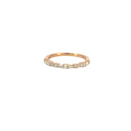 [ERGA70165008R72000] 18Kt Rose Gold Stackable Band With 6 Baguette And 7 Round Diamonds Weighing 0.29cttw