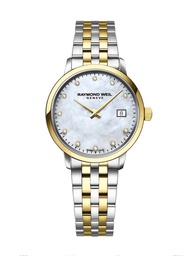 [5985-STP-97081] 29mm Toccata Mother Of Pearl Quartz Watch With A Two Toned Stainless Steel Strap And 11 Round Diamonds Weighing 0.04cttw