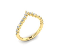[VR60047] 14Kt Yellow Gold Sofia Chevron Ring With 15 Round Diamonds Weighing 0.37cttw
