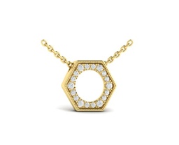 [VP60628] 14Kt Yellow Gold Serafina Open Honeycomb Necklace With 18 Round Diamonds Weighing 0.30cttw