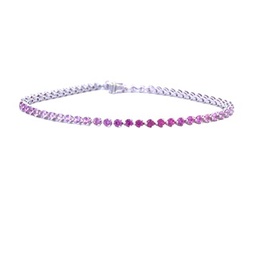 [PSRNBWBRW355] 18Kt White Gold Ombre Tennis Bracelet With 59 Pink Sapphires Weighing 3.55cttw