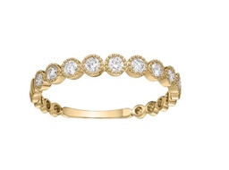 [ERSUR0665008Y72000] 18Kt Yellow Gold Vintage Bezel Band With 9 Round Diamonds Weighing 0.33cttw