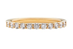 [ERPT12665008Y72000] 18Kt Yellow Gold Petite Prong Half Eternity Band With (11) Round Diamonds Weighing 0.79cttw