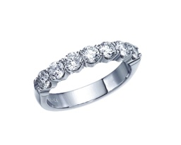 [R0487] 18Kt White Gold Seven Stone Band With Round Diamonds Weighing 0.50cttw