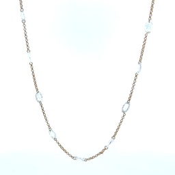 [7078] 18Kt Yellow Gold Diamond By The Inch Necklace With (10) Rosecut Oval Diamonds Weighing 2.78ct