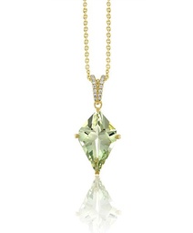[GAKTCHYD] Diamond And Green Quartz Kite Necklace 0.08cttw