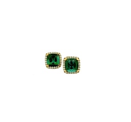 [INCS8MSTYD] 18Kt Yellow Gold Diamond And Green Tourmaline Stud Earrings 0.30cttw