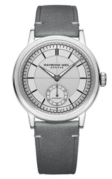 [2930-STC-65001] 39.5mm Millesime Automatic Watch With A Silver Dial And Grey Leather Strap