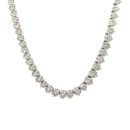 [N75934.4] 14Kt White Gold Three Prong Tennis Necklace With (131) Round Diamonds Weighing 19.40cttw