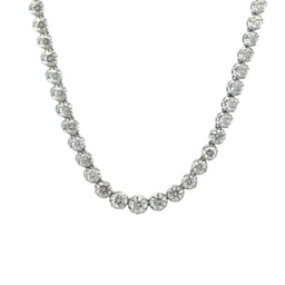 [N77293] 14Kt White Gold Riviera Necklace With (115) Round Diamonds Weighing 10.30cttw