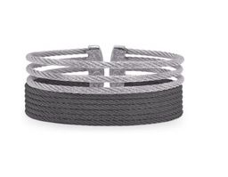 [04-54-3306-00] Stainless Steel Black And Grey Nautical Cable Open Cuff