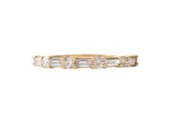 [W901002] 14Kt Yellow Gold Band With (6) Baguette And (5) Round Diamonds Weighing 0.50cttw