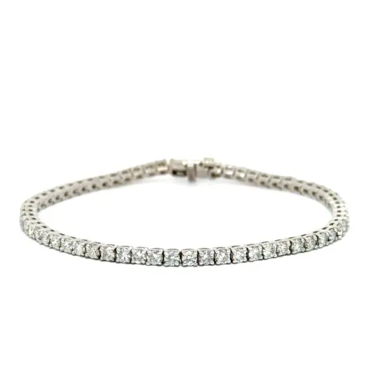 [S07529] 14Kt White Gold Tennis Bracelet With (63) Round Diamonds Weighing 4.06cttw 7"
