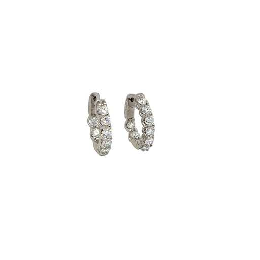 [E040-240-16-W] 14Kt White Gold In/Out Hoops With (16) Round Diamonds Weighing 2.31cttw
