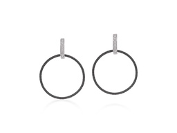[03-52-1002-11] Diamond Black Nautical Cable Drop Earrings 0.10cttw