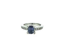 [M3311] 14Kt White Gold Ring With An Oval Tanzanite Weighing 1.36ct And Round Diamonds Weighing 0.32ct