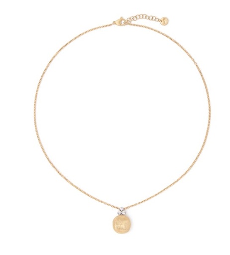 [CB2829 B YW Q6] 18Kt Two Toned Africa Diamond Drop Necklace 0.22ct 16.5"