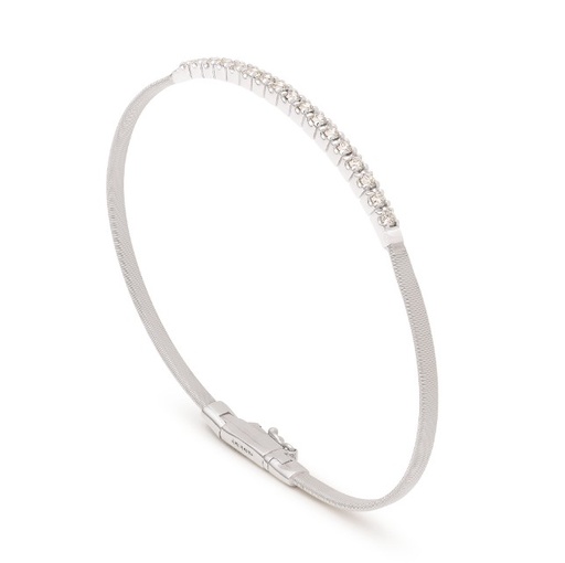 [BG730 B5 W 01] 18Kt White Gold Masai Diamond Bar Bracelet 0.43cttw