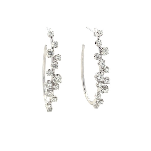 [M0276] 14Kt White Gold Constellation Hoops With (26) Round Diamonds Weighing 3.47cttw