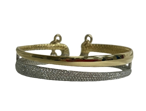 [OBD260-O] 18Kt Two Toned Two Row Bracelet With (227) Round Diamonds Weighing 2.60cttw
