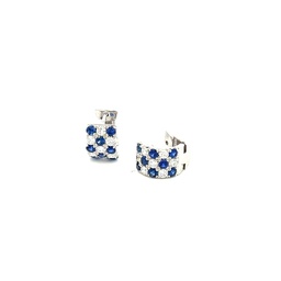 [E6584-S] Diamond And Sapphire Huggie Earrings 1.82cttw
