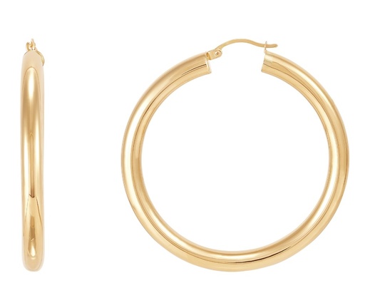 [FRE066687Y50] 14Kt Yellow Gold 5x50mm Tube Hoops
