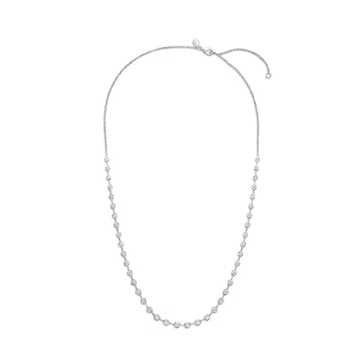 [CNDD12518008W72000] 18Kt White Gold Serena Station Necklace With (39) Round Diamonds Weighing 1.98cttw