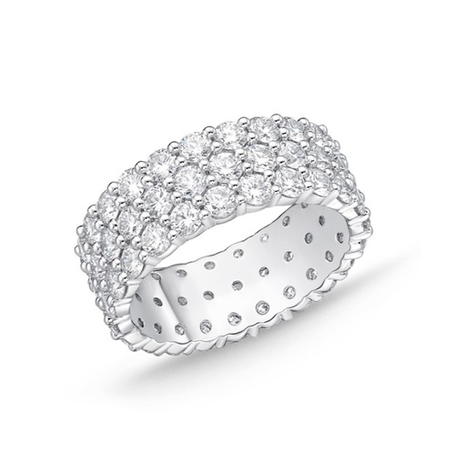 [ERPR10865008W72000] 18Kt White Gold Paramount Three Row Eternity Band With (69) Round Diamonds Weighing 4.24cttw