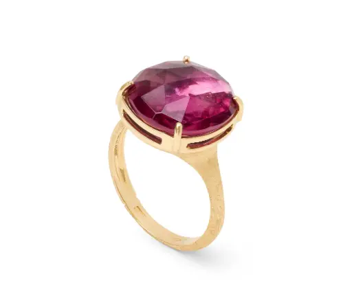 [AB645 TR01 Y 02] 18Kt Yellow Gold Jaipur Pink Tourmaline Ring Sz7