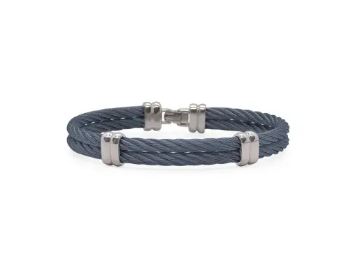 [04-88-6228-00] Stainless Steel Blueberry Nautical Cable Men's Bracelet Sz8