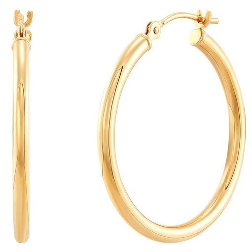 [E10-2025] 14Kt Yellow Gold 2x25mm Tube Hoops