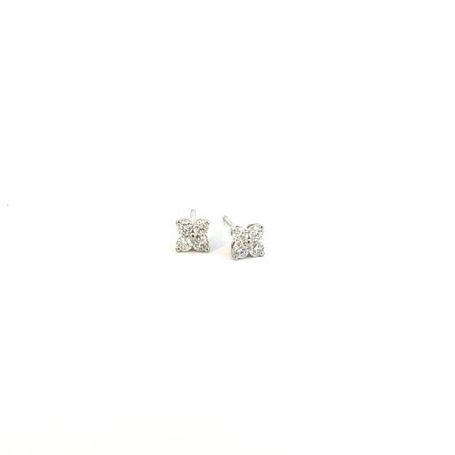 [ST891-50-W (ER111)] Clover Cluster Diamond Studs 0.52cttw 14Kt White Gold Pushbacks