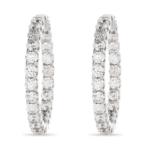 [E78411.2] 14Kt White Gold In/Out Hoops With (44) Round Diamonds Weighing 6.25cttw