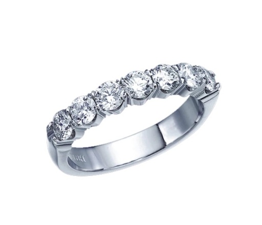 [R0329] 18Kt White Gold Diamond Seven Stone Band 1.00cttw