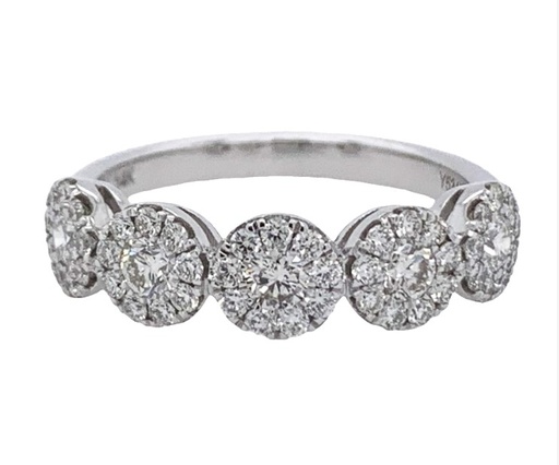 [R74310] 14Kt White Gold Halo Style Band With (50) Round Diamonds Weighing 0.82cttw