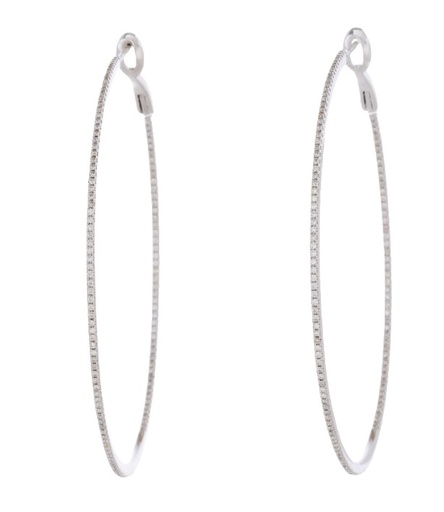 [E78536] 18Kt White Gold In/Out Hoops With Round Diamonds Weighing 1.06cttw