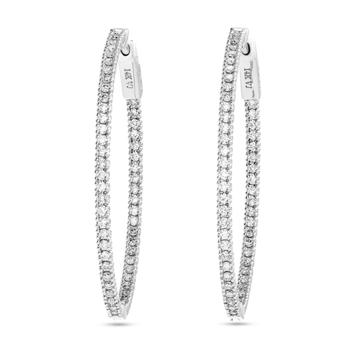 [E79632] 14Kt White Gold In/Out Hoops With (110) Round Diamonds Weighing 0.98cttw