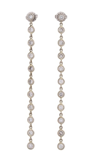 [E78441] 14Kt White Gold Diamonds By The Inch Dangle Earrings With (22) Round Diamonds Weighing 2.00cttw
