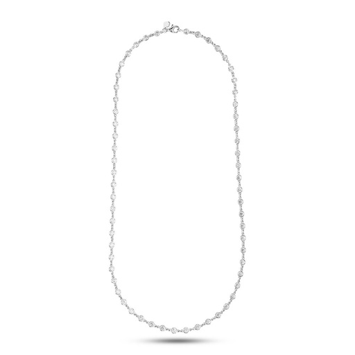 [N79708] 14Kt White Gold Diamonds By The Inch Necklace With (60) Round Diamonds Weighing 4.40cttw