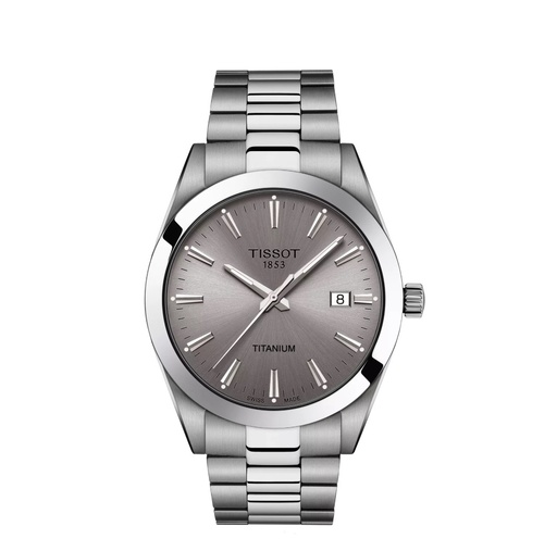 [T127.410.44.081.00] 40mm Titanium Quartz Movement Grey Dial Watch With A Stainless Steel Strap