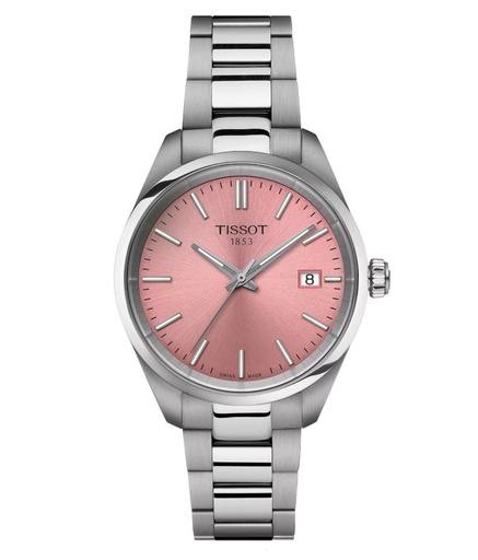 [T150.210.11.331.00] 34mm PR 100 Quartz Pink Dial Watch With A Stainless Steel Strap