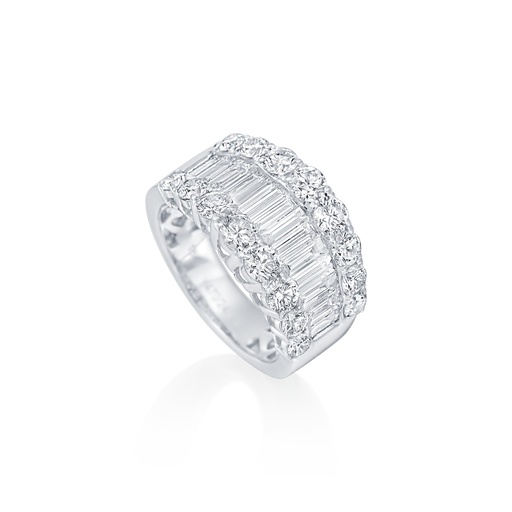 [R69893.1] 18Kt White Gold Band With (14) Baguette Diamonds Weighing 1.32ct And (16) Round Diamonds Weighing 1.98ct